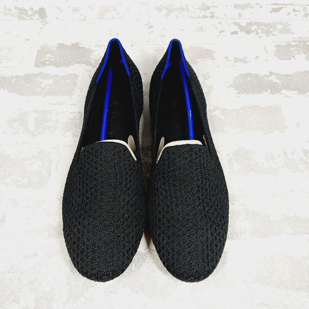 Rothy's Black Knit Slip-On Loafers with Blue and Tan Accents - Picture 5 of 7